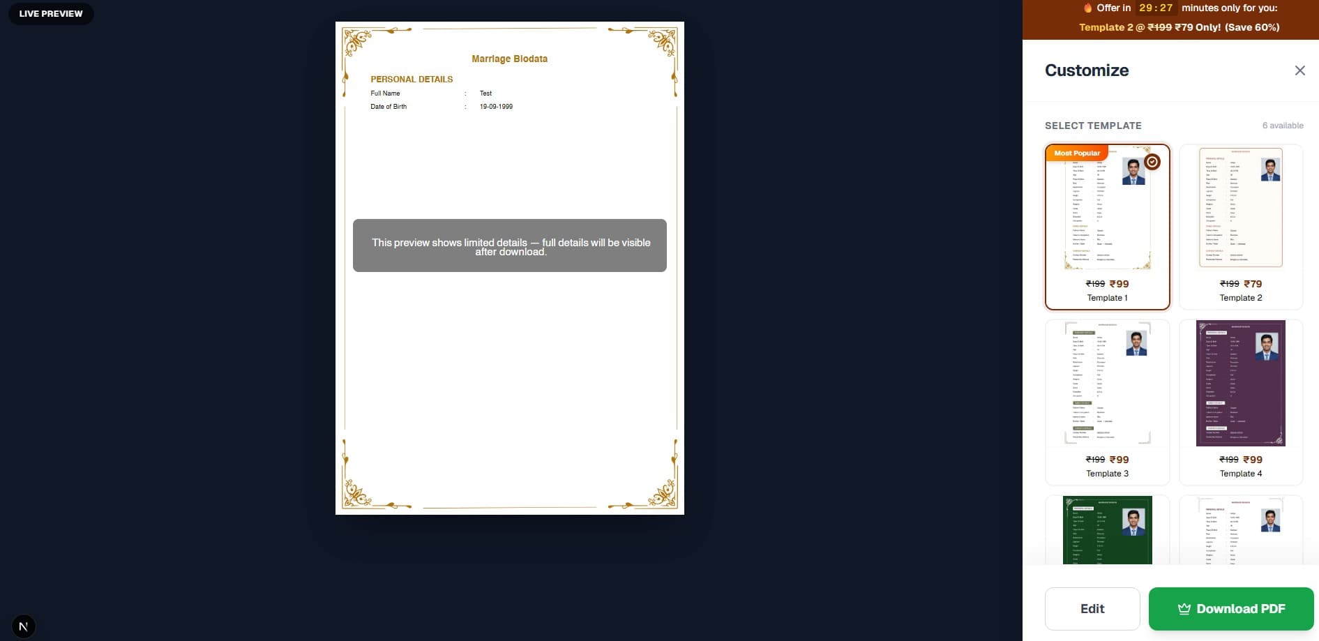 marriage biodata pdf ready to share